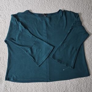 Eileen Fisher Women’s Teal Tencel Lyocell Top Sleeve Is Wide Size L